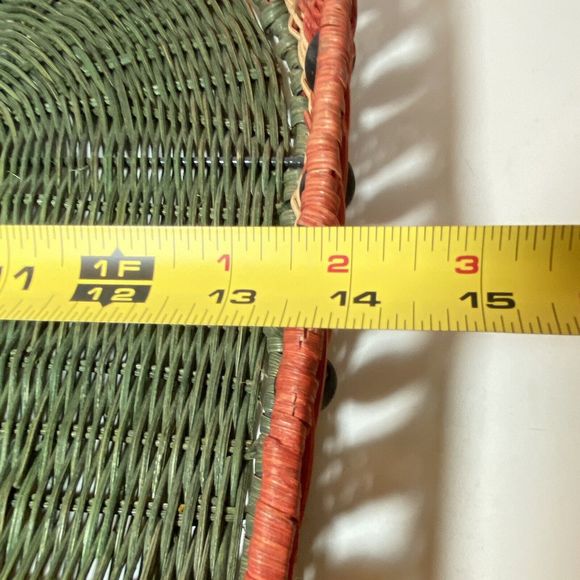 Oval Basket Woven Rattan Wicker Tiki Serving Tray Colorful, Beads 14" x 18" New - Picture 4 of 6